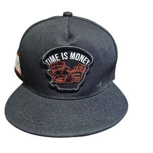 MONOPOLY$TIME IS MONEY 💲snapback hat black and red